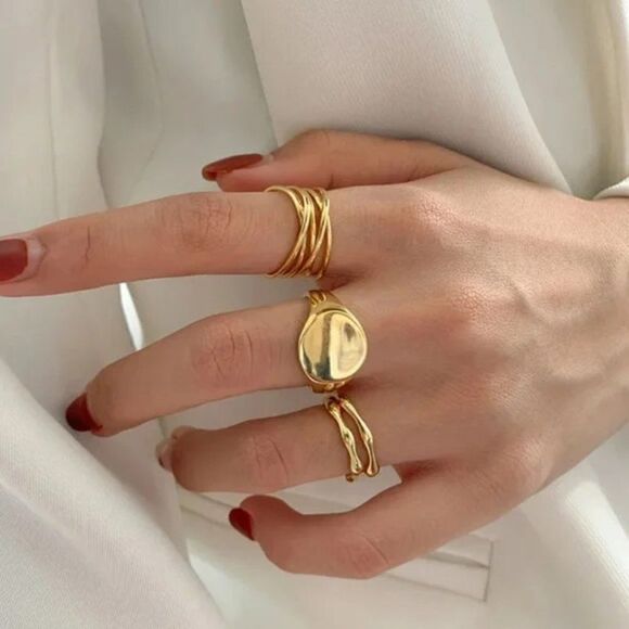 - ⭐️#28 New Gold over 925 Sterling Silver Double Bar Ring - Picture 4 of 8